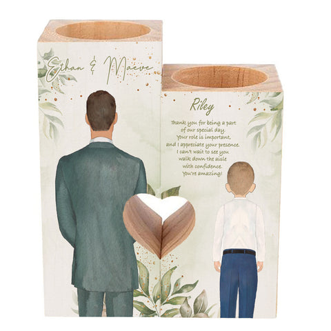 Personalised Ring Bearer Heart Candle Holders