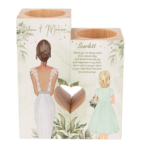 Personalised Flower Girl Heart Candle Holders