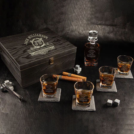 Old Western Personalised Elegance Decanter and 4 Whiskey Glass Set