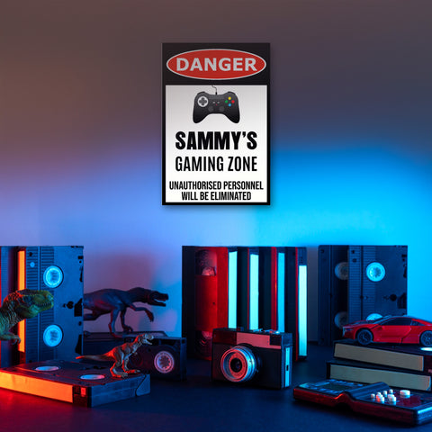 Personalised Danger Gaming Zone Sign