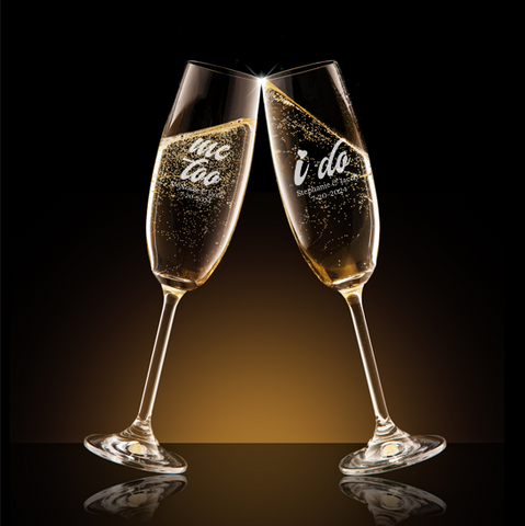 I do & Me Too Wedding Personalised Champagne Flute - Set of 2 Glasses
