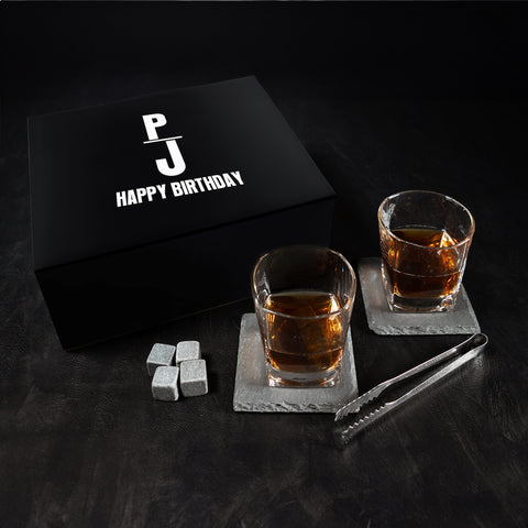 Linear Personalised Empire Whiskey Glasses Set