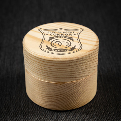 Personalised Ring Bearer Security Badge Small Round Box