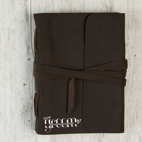 Personalised Team Groom or Team Bride Wedding Leather Journal