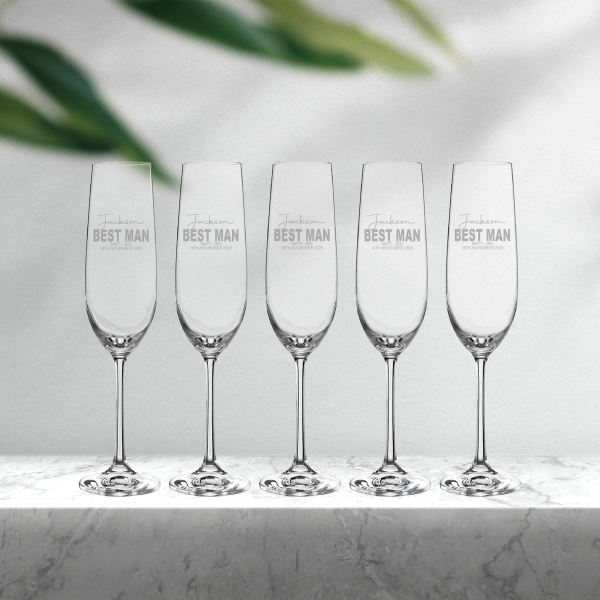 Wedding Bridal Party Champagne Glass Gift Bundle 5 Glasses Givi Gifts