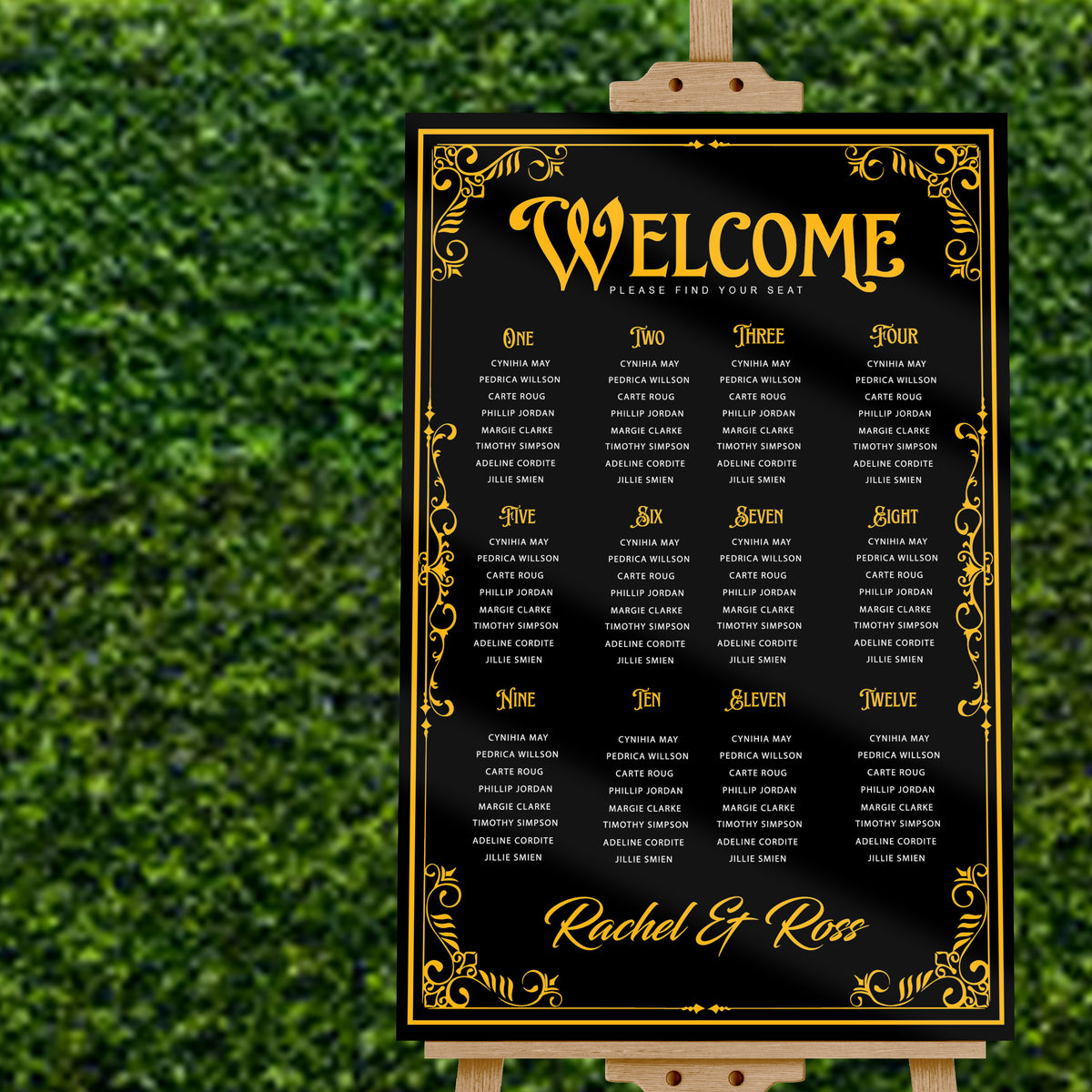 Black Elegance Wedding Seating Chart - Large | Givi Gifts