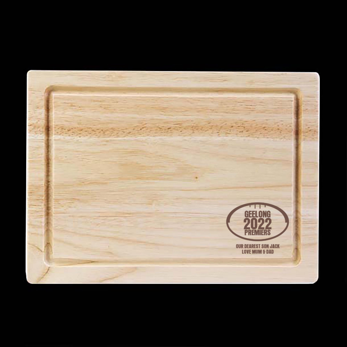 Personalised Geelong Premiers Wooden Steak Board with Engraved