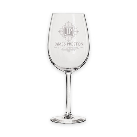 Custom Engraved Prestige Monogram Wine or Champagne Glass