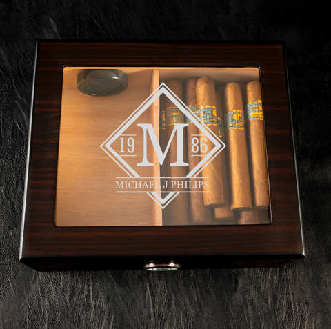 Diamond Personalised Engraved Cigar Humidor
