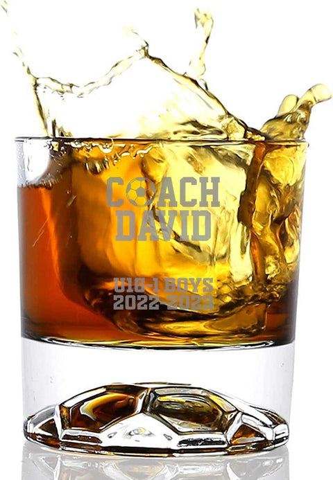 personalised soccer coach whiskey glass