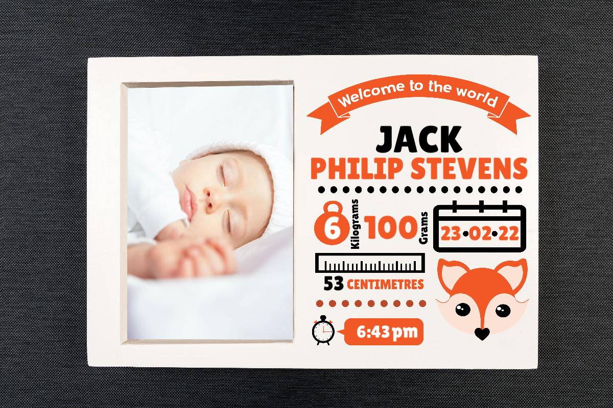 Fox Personalised Baby Birth Picture Frame Givi Gifts