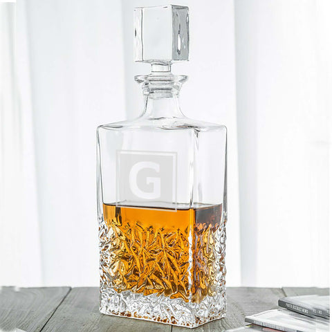 Square Monogram Engraved Icy Whiskey Decanter