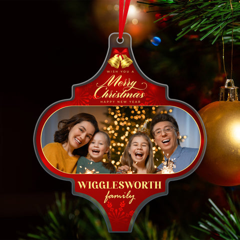 arabesque christmas photo ornament