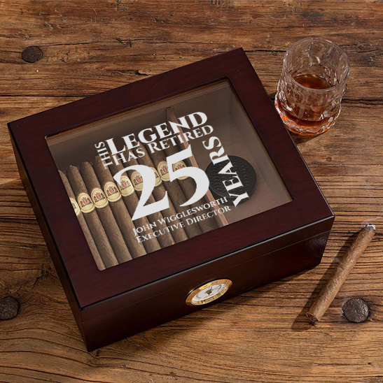 The Legend Retirement Personalised Engraved Cigar Humidor | Givi Gifts