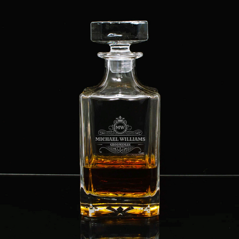 Vintage Crown Personalised Wedding Whiskey Decanter - Choice of 5 Decanter Styles