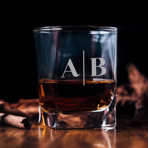 personalised initial engraved whiskey glass