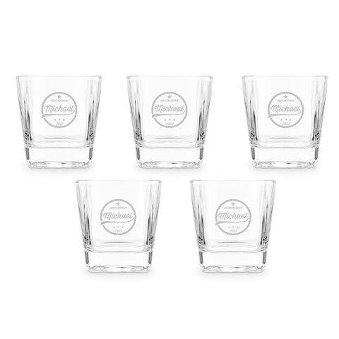 Wedding Party Whiskey Glass Gift Bundle - 5 Glasses
