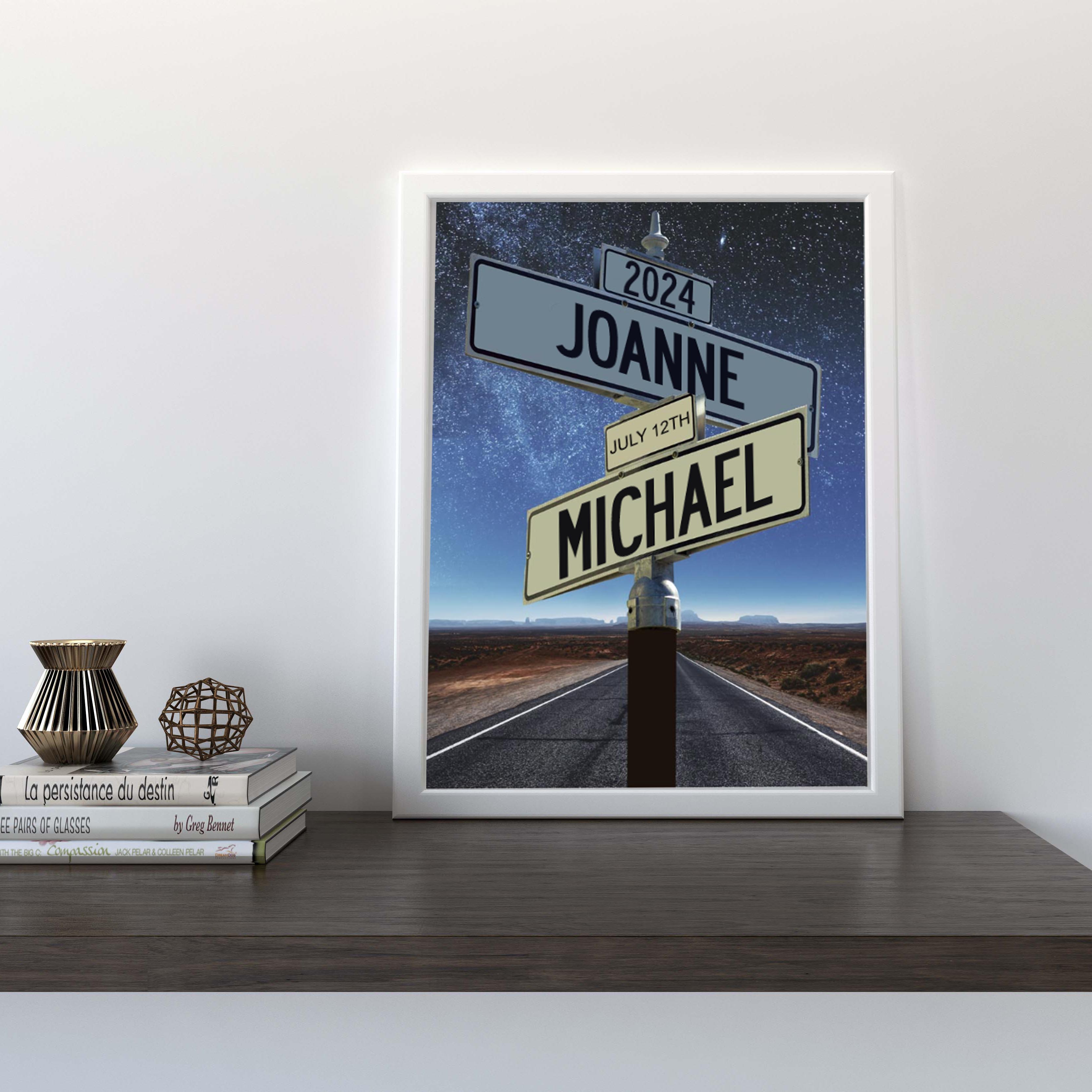 Intersection Street Signs with Custom Names and Year | Givi Gifts