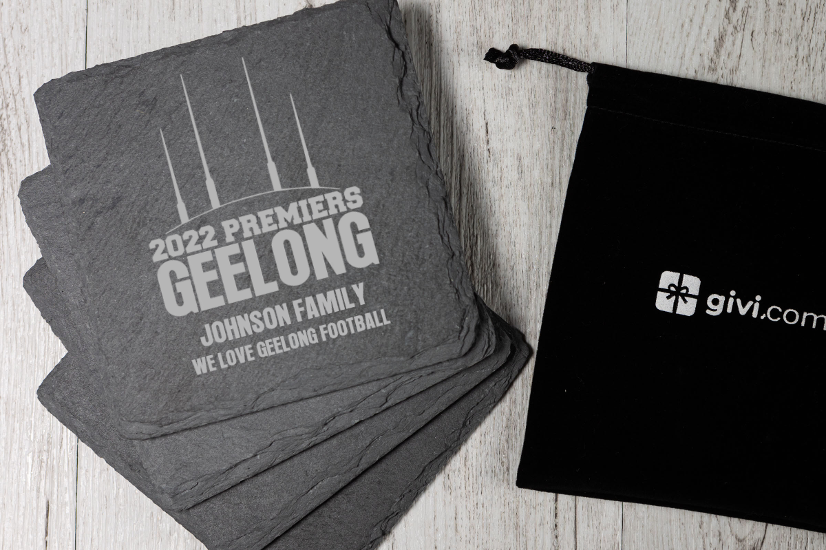 Geelong Premier Coasters with Footy Goals Design Set of 4 Givi Gifts