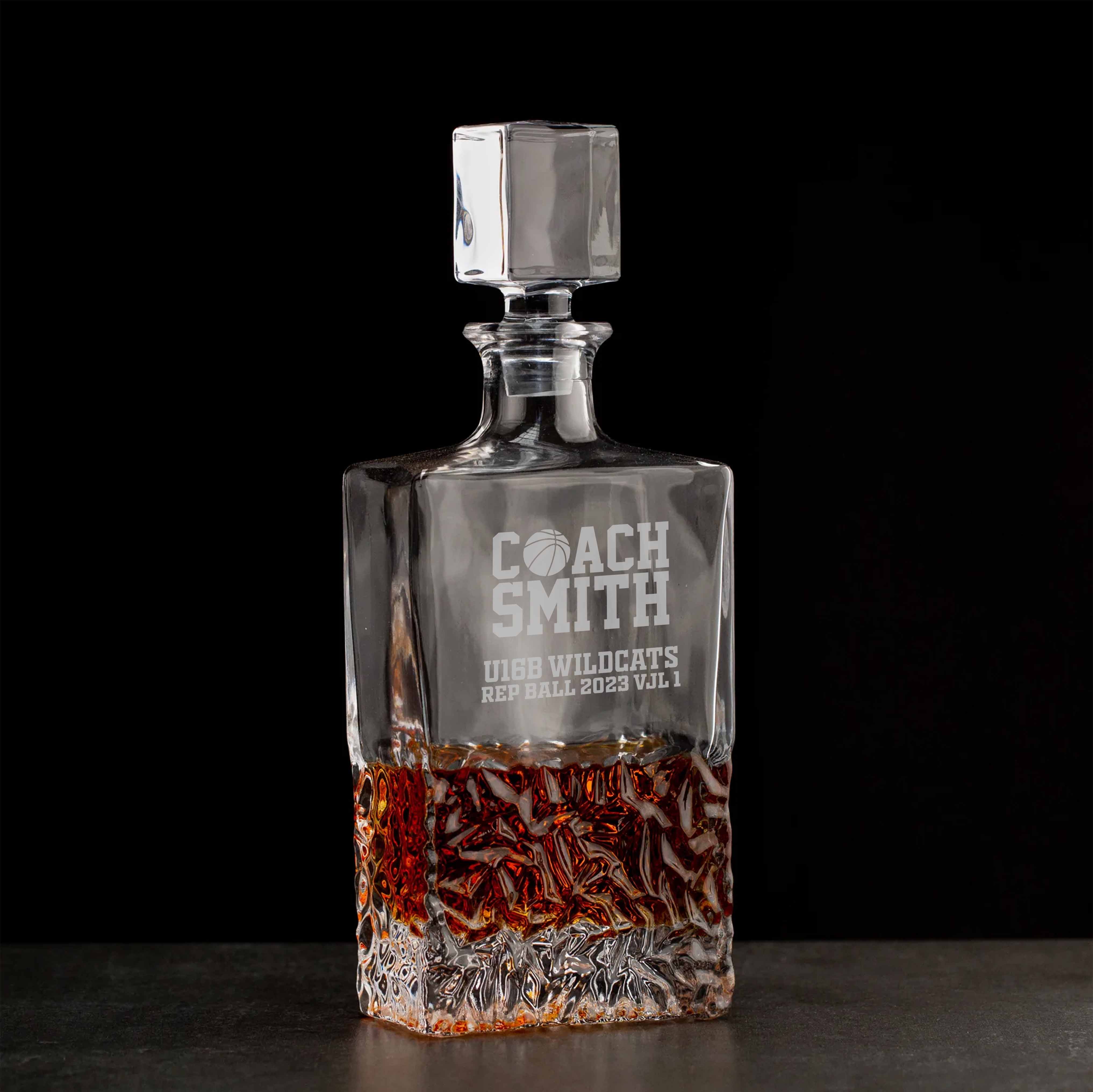 Engraved Icy Whiskey Decanter for Basketball or Soccer Coach Givi Gifts