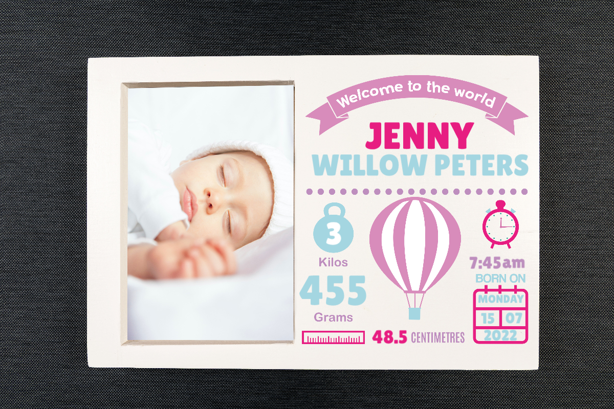 Personalised Balloon Baby Birth Picture Frame Givi Gifts