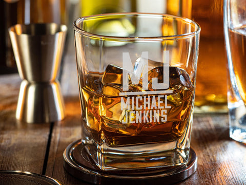 Manhattan Monogram Engraved Whiskey Glass