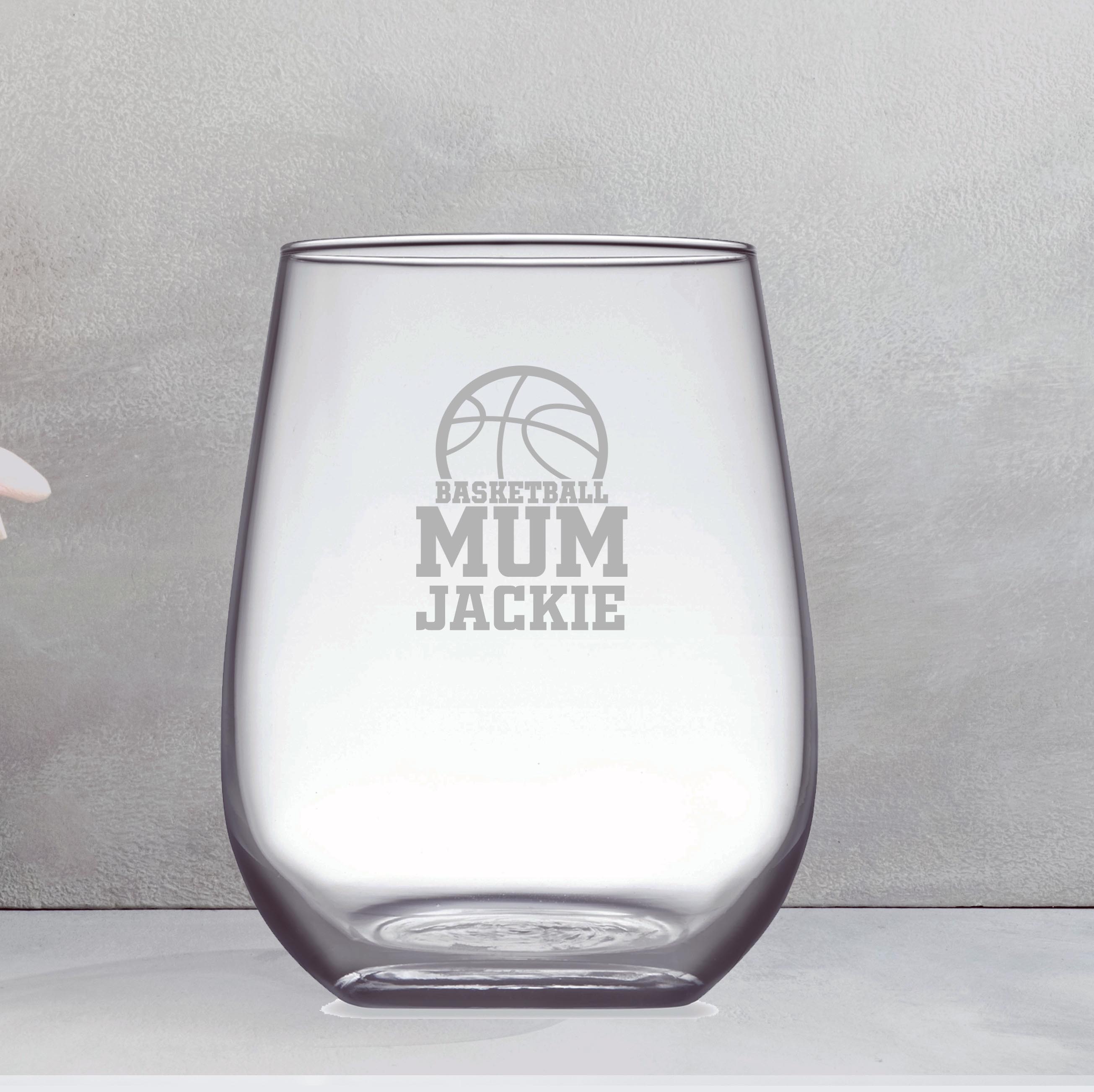 Personalised Engraved Wine Glass for Basketball Mum or Dad | Givi Gifts